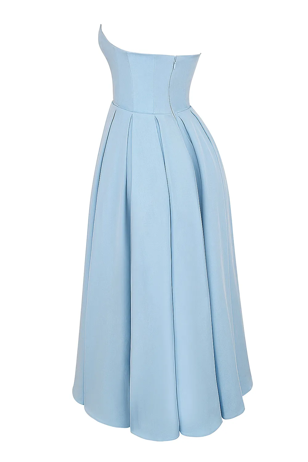 Vestido Midi Azul Cinderela Liso Modelador Com Forro em Tule Modelo Mademoiselle